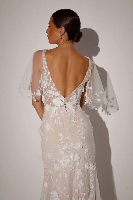 Evie Young low back, lace wedding dress